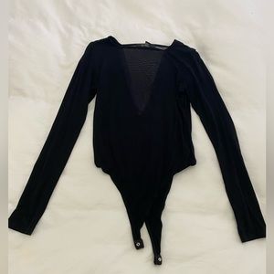 Forever21 mesh Vneck black bodysuit size L